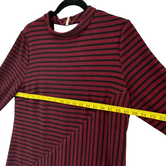 Hutch Anthropologie Knitwork Dress Burgundy Black Striped Long Sleeve Size L - Picture 10 of 15
